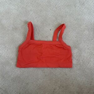 Ribbed Coral Cropped Tank Top